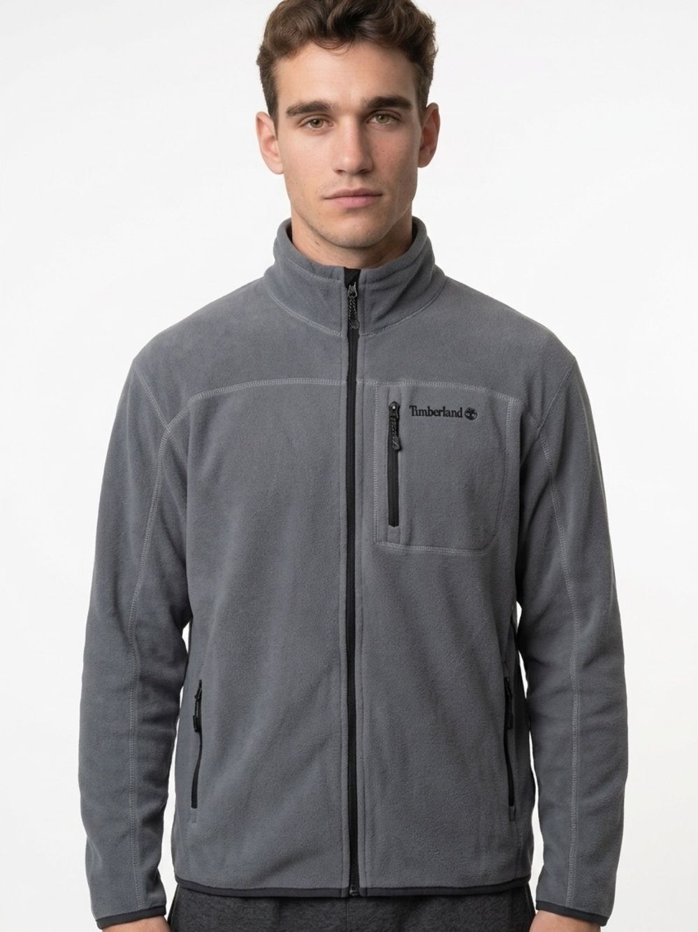 TIMBERLAND | Charcoal Gray & Black Full Zip Fleece Jacket Men’s Size XX-Large